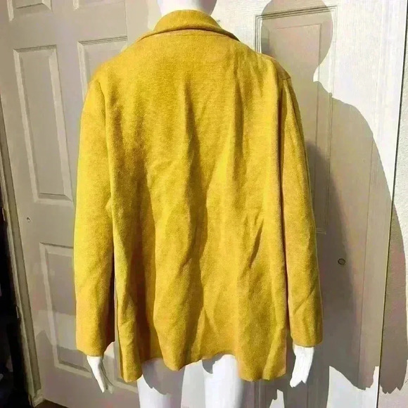 Magaschoni Cotton Wool Blend Cardigan Sweater Womens M Yellow Open Front - Picture 2 of 9